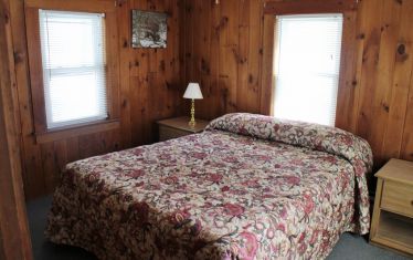 Bedroom in a one bedroom cabin